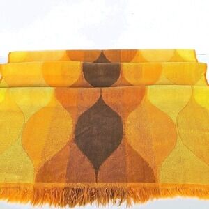 VTG Cannon Royal Family Seven Seas Fringed Bath Towel Orange Yellow Brown‎ 1617